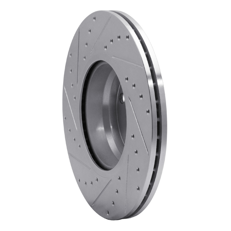 BMW 330e Brake Rotor (1) - Front Right - R1 Concepts - Drilled & Slotted - Silver - `12-`18